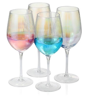 Slickblue Stylish Iridescent Wine Glass Set - 19oz, 2/4/6 Pieces