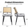 GlasFlength Dining Table Chair Set with Rattan Backrest, Solid Wood Backrest, Velvet Seat for Dining Room, Kitchen, Counter, Gray, 19.3"*18.1"*31.1" - 2 of 4