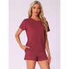 INSPIRE CHIC Womens Pajama Sets 2 Piece Lounge Set Short Sleeve Top and Shorts Soft Pj Set Loungewear Sets Comfy Sleep Sets - 2 of 4