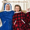 Tirrinia Fleece Hood Wearable Blanket for Adults, Comfy Warm Plush Throw with Sleeves TV Blanket Wrap Robe Hoodie Cover for Sofa, 72" x 55" - 3 of 4