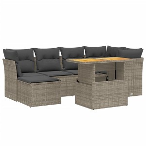 vidaXL Garden Sofa Set Grey with dark grey cushions - 1 of 4