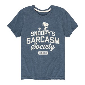 Boys' - Peanuts - Snoopy Sarcasm Society Short Sleeve Graphic T-Shirt - 1 of 4