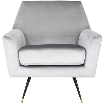 Nynette Velvet Retro Mid-Century Accent Chair - Light Grey Velvet - Safavieh.