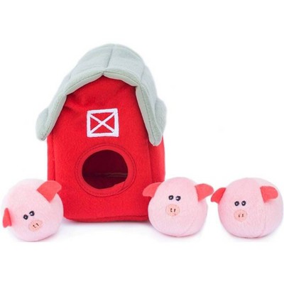 ZippyPaws Burrow Pig Barn Dog Toy