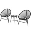 3 Piece Patio Bistro Set,Tempered Glass Side Table - All-Weather PE Wicker Rattan, Small Space Balcony/Garden/Patio Furniture Set - 3 of 4