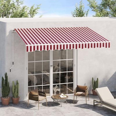 Sapphtopaz 10' x 8' Retractable Awning Manual Patio Awnings Sunshade Shelter UV & Water-Resistant with Manual Crank Handle