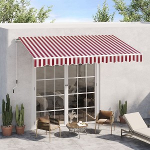 Sapphtopaz 10' x 8' Retractable Awning Manual Patio Awnings Sunshade Shelter UV & Water-Resistant with Manual Crank Handle - 1 of 4