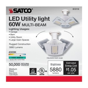 Satco Wide Surface E26 (Medium) LED Utility Light Cool White 300 Watt Equivalence 1 pk - 1 of 1