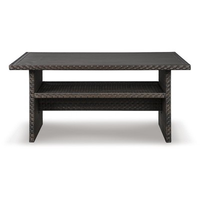 Easy Isle Beige 33'' Aluminum and Resin Wicker Multi-Use Dining Table