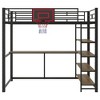 PAGED Twin Size Loft Bed with 2 Desks Modern L-Shaped Metal Bed Frame with Inclined Ladder and Guardrail for Bedroom - 4 of 4