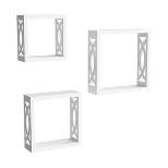 Floating Shelves- Open Cube Wall Shelf Set with Hidden Brackets, 3 Sizes to Display Décor, Photos, More- Hardware Included by Lavish Home (White)