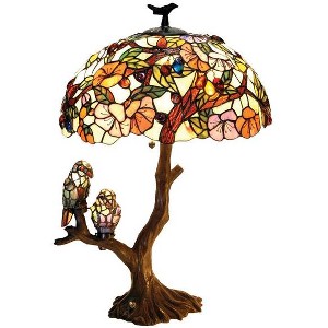 Chloe Lighting 4 Light Tiffany-Style Featuring Flowers & Birds Double Lit Table Lamp Oval Shape 19" Shade - 1 of 1