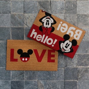 Licensed Disney Mickey Mouse Everyday Christmas Holiday Modern Graphic Novelty Natural Coir Non-Slip Indoor/ Outdoor 2 Pack Door Mat Set, 20x34 - 1 of 4