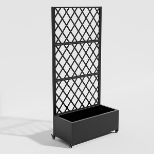 Dovelina Metal Floor Planter Climbing Trellis Planter Box - 1 of 4