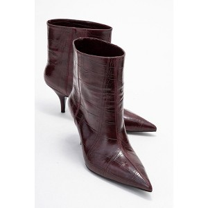 Nuvia - Burgundy Printed Pointed Toe Kitten Heel Boot (Women) | Prologue Shoes - 1 of 4