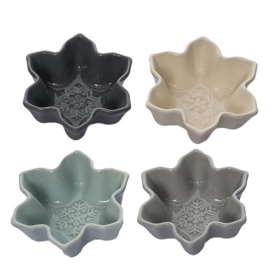 Transpac Ceramic Snowflake Nesting Bowl Set of 4 Christmas Home Decorations