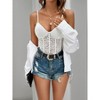 Bodysuit for Women Sexy Lace Top Lingerie One Piece V Neck Mesh Tops Sleeveless Push Up Body Suit - 3 of 4