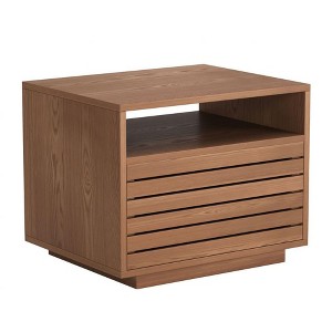 Nightstand 16.1"H Walnut – Rubberwood & MDF Frame with Storage Drawer and Shelf By Zuo Modern - 1 of 4