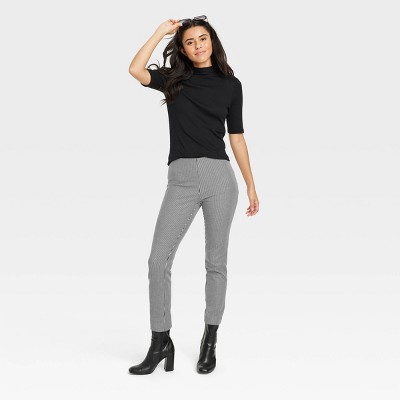 Women's High-Rise Slim Fit Bi-Stretch Ankle Pants - A New Day™ Black/White  Plaid 6