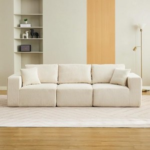 108" Cloud Couch Sofa Modern Corduroy Sectional Couches with Deep Seat & Pillows Compression Convertible 3 Seater Sofa for Living Room - 1 of 4