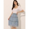 Allegra K Women's Floral Print Smocked Elastic Waist Midi Flowy Tiered Ruffle Skirt - 3 of 4