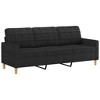 vidaXL Modern Sofa Set - Black Fabric Upholstered 2 and 3 Seater Sofas with Cushions - Enhanced Comfort, Living Room Lounging and Seating Furniture - 3 of 4