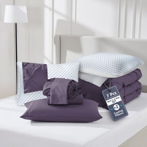 Nestl Comforter Set, 9 Piece Pinch Pleated Bedding Set, Bed in a Bag, All season Bed Set with Cooling Pillows - 1 of 4