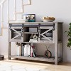 Farmhouse Entryway Table with Sliding Barn Doors, Sofa Table with Storage and Open Shelf, Console Tables for Entryway, Hallway - 2 of 4