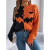 Coolmee Women's Halloween Pullover Sweater Color Block Long Sleeve Knit Fall Winter Sweater Tops - 2 of 4