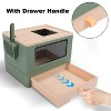 LunaLulinlk green Large litter box with lid, includes litter scoop, tray, and self-grooming side panels. - 3 of 4