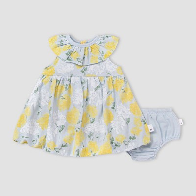 Burt's Bees Baby® Girls' Hydrangea Bubble Dress & Diaper Cover Set - Sky Blue0-3M