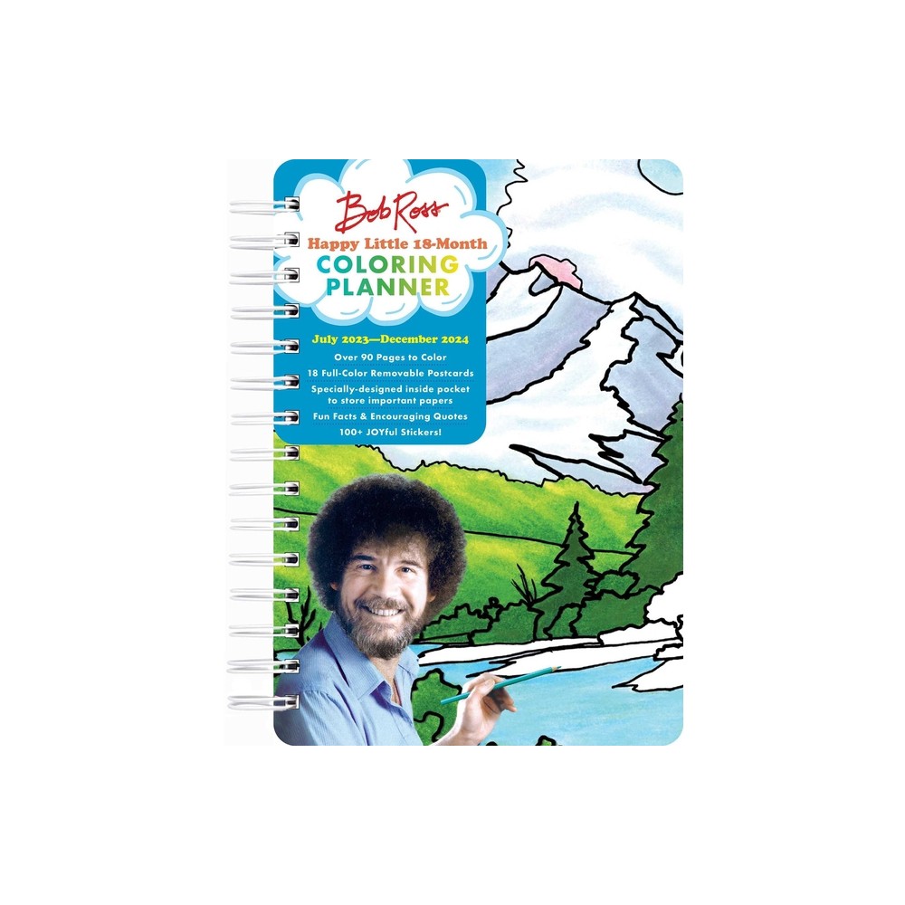 Bob Ross Happy Little 18-Month Coloring Planner - by Editors of Thunder Bay Press (Spiral Bound)