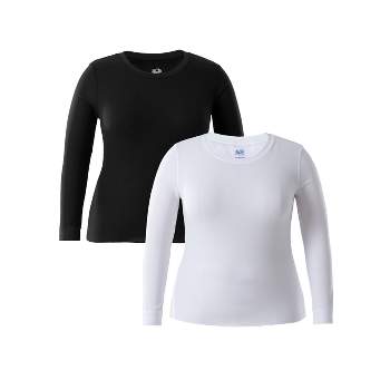 Fruit of the Loom Women's and Plus Long Underwear Waffle Thermal Tops,  2-Pack