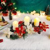 Christmas Candle Holders, Christmas Tabletop Poinsettia Centerpiece with 3 Flameless Candle - 4 of 4