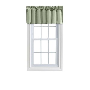 Ellis Stacey 3" Rod Pocket High Quality Fabric Solid Color Window Lined Swag Set Filler Valance 42"x13" Sage - 1 of 4