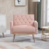 Velvet Armchair Single Sofa Modern Tufted Upholstered Side Reading Chairs - 2 of 4