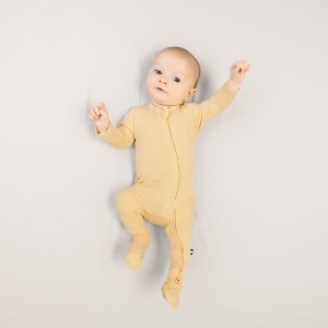 Larkspur Baby Zip Footie in Golden Sand - 1 of 3