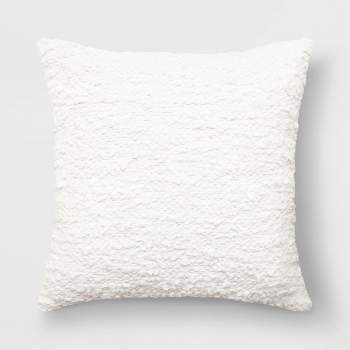 Woven Cotton Textured Square Throw Pillow Ivory - Threshold™