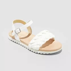Girls' Amelia Braided Footbed Sandals - Cat & Jack™ White 1