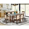 HomeStock 7-Piece Distressed Jacobean Finish Solid Wood Top Dining Table with 6-Chairs - 2 of 4