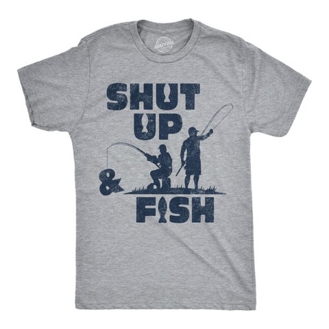 Мужские футболки Crazy Dog T-Shirts, Inc. Mens Funny T Shirts Shut Up and Fish Sarcastic Graphic Fishing Novelty Tee for Men - Crazy Dog Men's T Shirt For Fishers Light Grey L