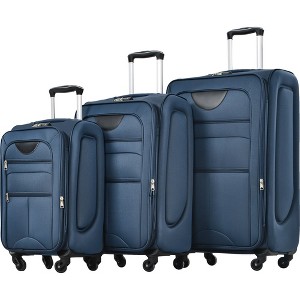 3 Pieces Soft Shell Suitcase, Expandable Luggage With TSA Lock 360 Degree Upright Spinner Wheels For Travel - 1 of 4