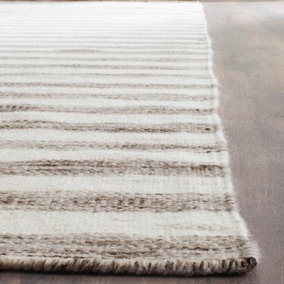 Ivory and Brown Wool Flat Woven 8' x 10' Area Rug