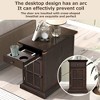 Zeus & Ruta Classic Vintage End Table with USB Ports, Multifunctional Drawer with Cup Holders for Living Room - 4 of 4