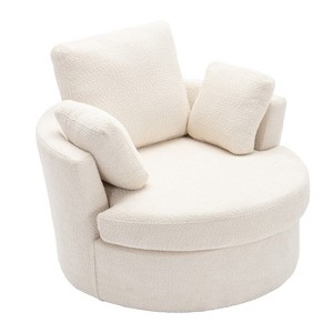 TIRAMISUBEST Cozy Swivel Lounge Chair, Oversized Round Sofa with Soft Chenille Fabric and 3 Supportive Pillows - 1 of 4