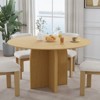 PexFix 52" x 52" Solid Wood Round Dining Table with Natural Finish and Elegant Arched Legs for Modern Dining Rooms & Kitchens - 3 of 4