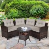 Costway 4PCS Outdoor Patio Rattan Furniture Set Cushioned Sofa Table - image 3 of 4