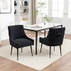 SEYNAR Modern Glam Velvet Black Metal Legs Dining Chair or Vanity Chair Set of 2 with Rear Handle - 3 of 4