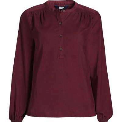 Lands' End Women's Pinwale Cord Smocked Popover Shirt