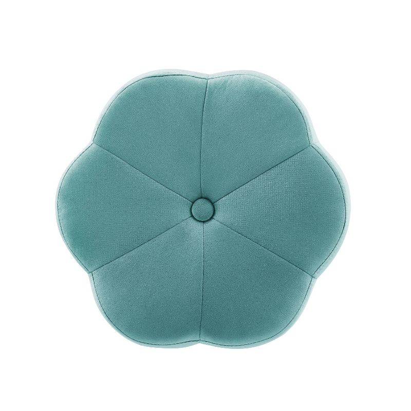 Seraphina Glam Velvet and Metal Flower Accent Vanity Stool Ottoman Teal - Linon, 6 of 11
